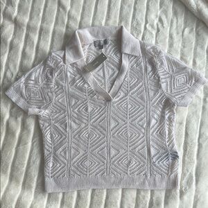 J.Crew Cream Geometric Knit Blouse Cashmere